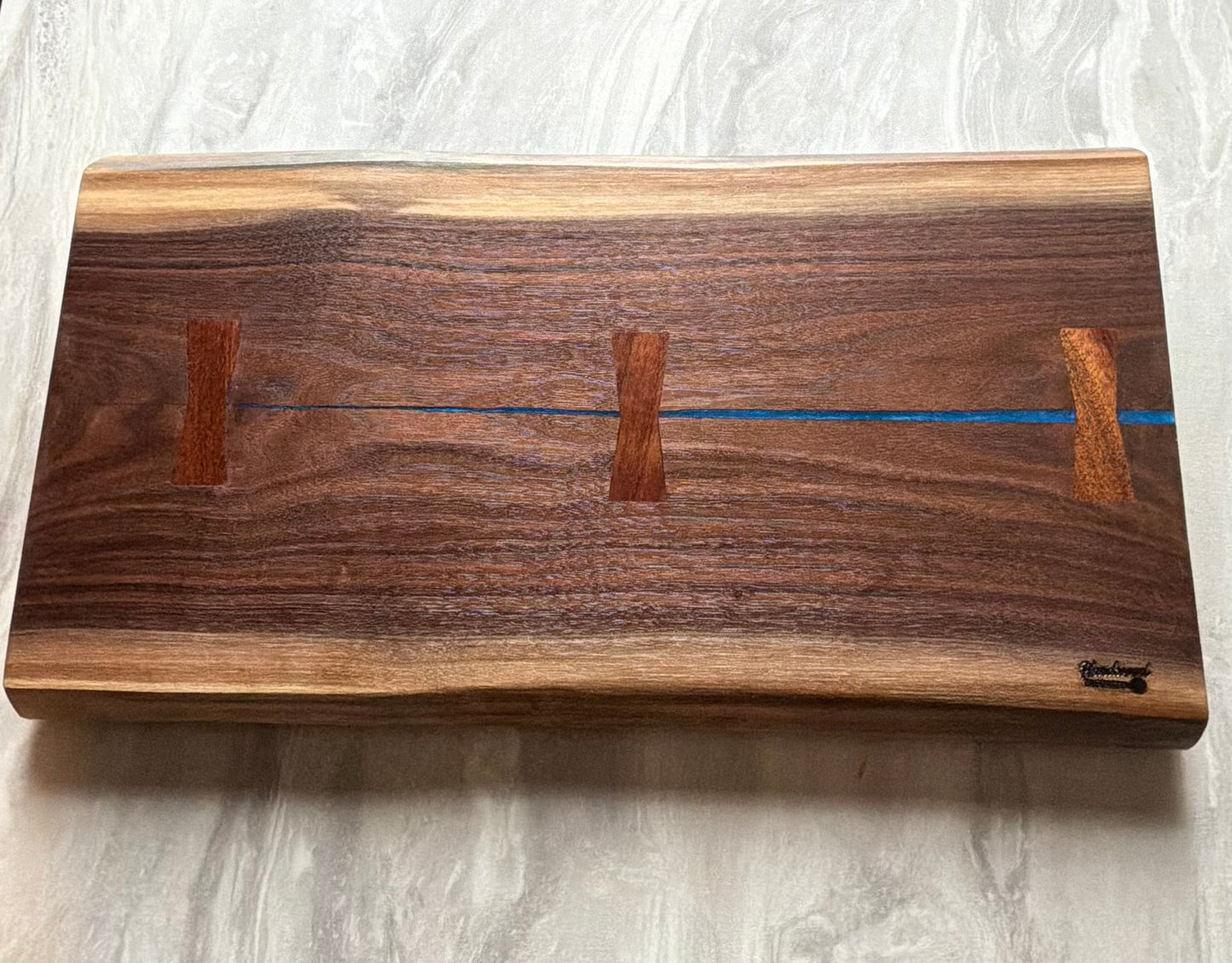 Walnut Brisket Cutting Board with Mahogany Bow Ties