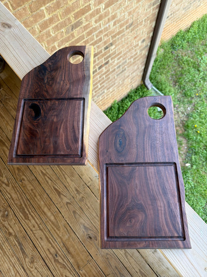 Walnut Steak Plate with Butter Cup - Set of 2
