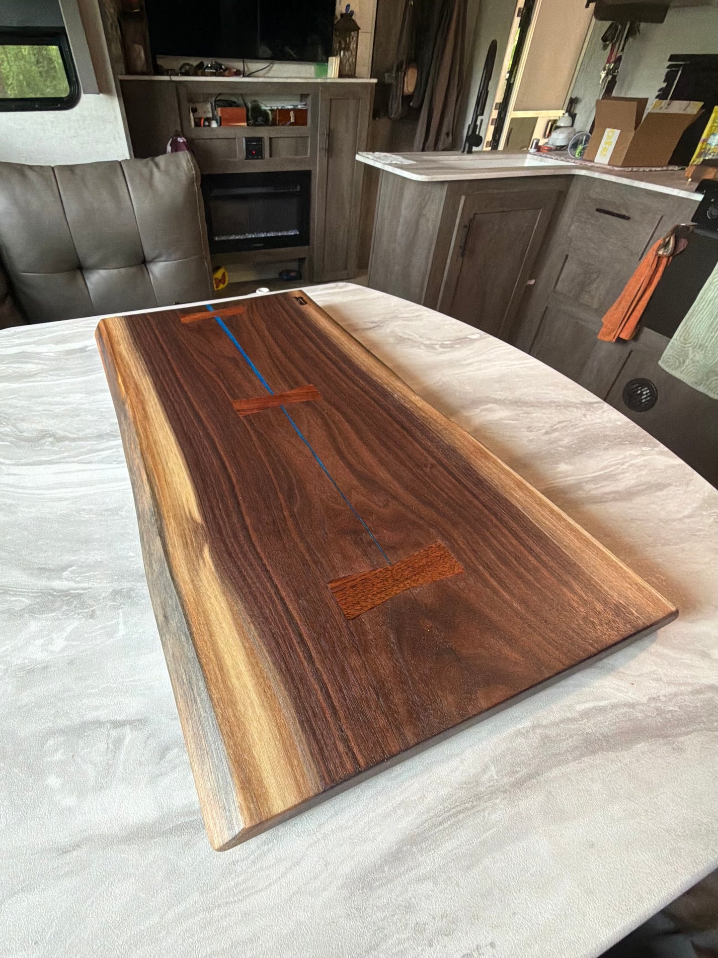 Walnut Brisket Cutting Board with Mahogany Bow Ties