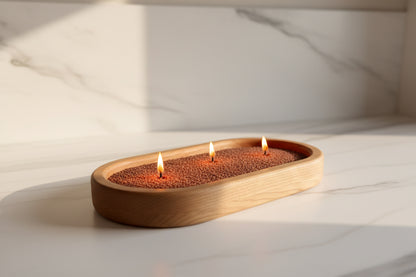 Cherry Bowl with Candle Pearls — Refillable Wooden Candle with Movable Wicks