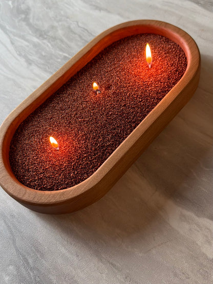 Cherry Bowl with Candle Pearls — Refillable Wooden Candle with Movable Wicks