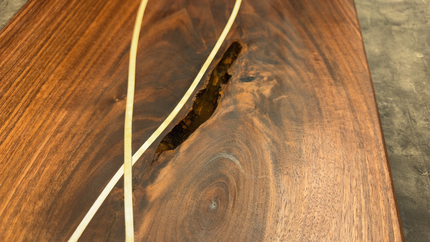 Walnut with Maple Strips Serving Board | Cutting Board