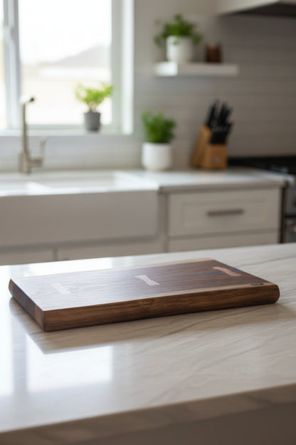 Walnut Brisket Cutting Board with Mahogany Bow Ties