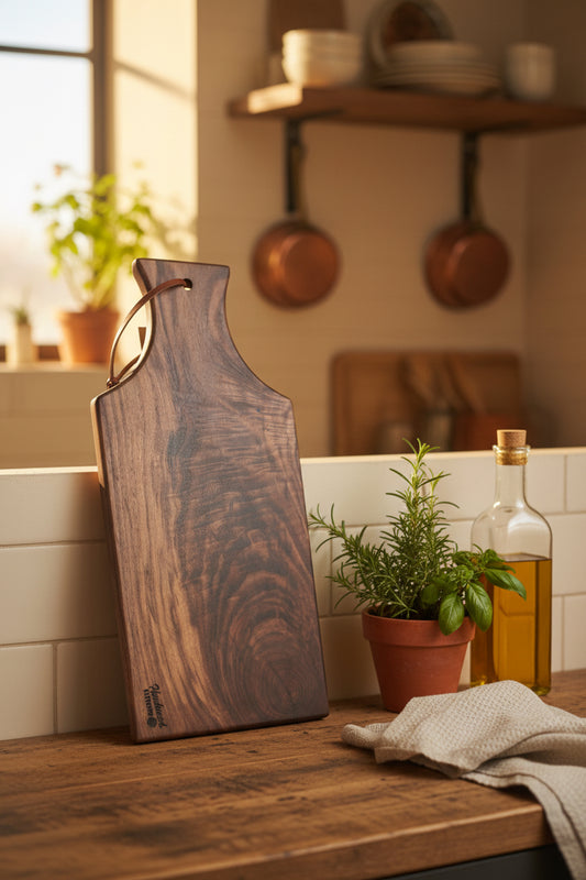 Black Walnut Serving Board with Figured Grain | Handmade Charcuterie Board