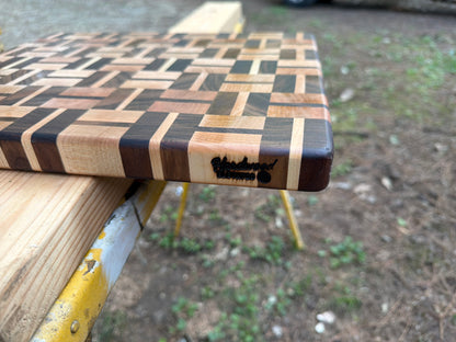 End Grain Cutting Board | Handmade Walnut & Maple | Premium Hardwood Butcher Block | Artisan Kitchen Board