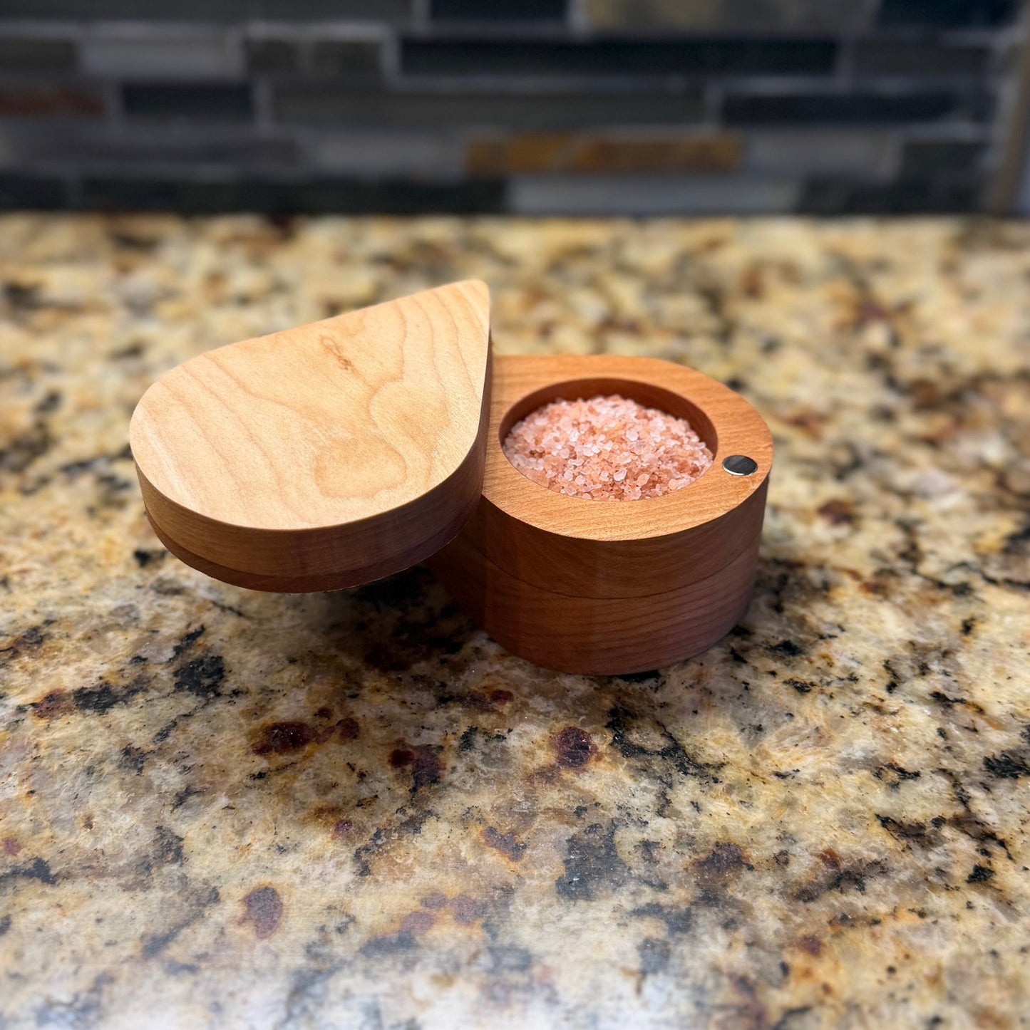 Handcrafted Cherry & White Oak Magnetic Salt Cellar