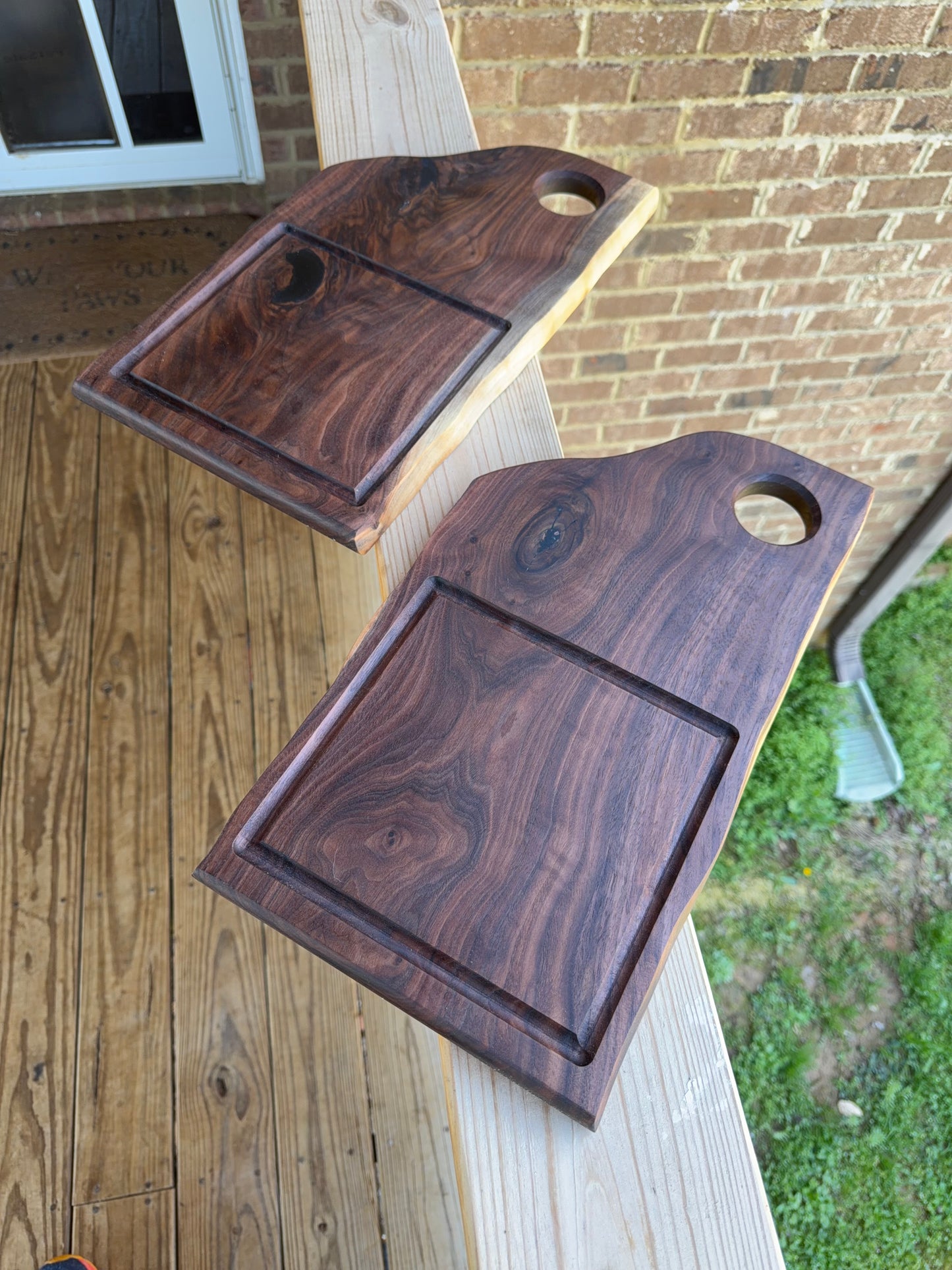 Walnut Steak Plate with Butter Cup - Set of 2