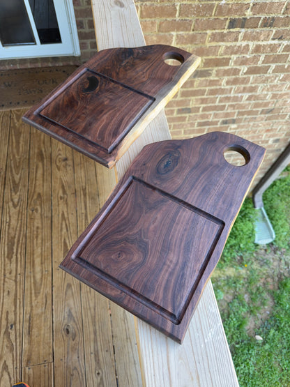 Walnut Steak Plate with Butter Cup - Set of 2
