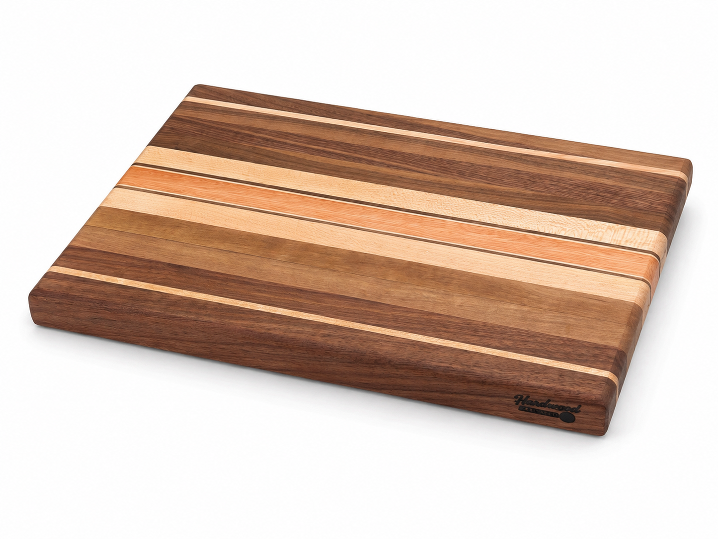 Handcrafted Walnut, Maple & Cherry Hardwood Cutting Board | Premium Edge Grain Kitchen Board