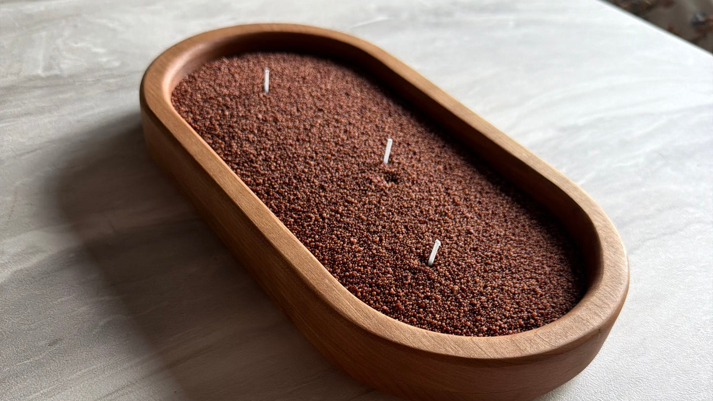 Cherry Bowl with Candle Pearls — Refillable Wooden Candle with Movable Wicks