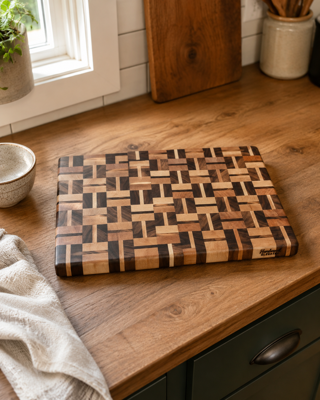 End Grain Cutting Board | Handmade Walnut & Maple | Premium Hardwood Butcher Block | Artisan Kitchen Board