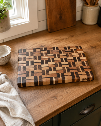 End Grain Cutting Board | Handmade Walnut & Maple | Premium Hardwood Butcher Block | Artisan Kitchen Board