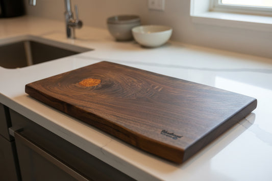 Walnut Serving Board with Copper Epoxy Detail