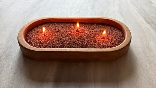 Cherry Bowl with Candle Pearls — Refillable Wooden Candle with Movable Wicks
