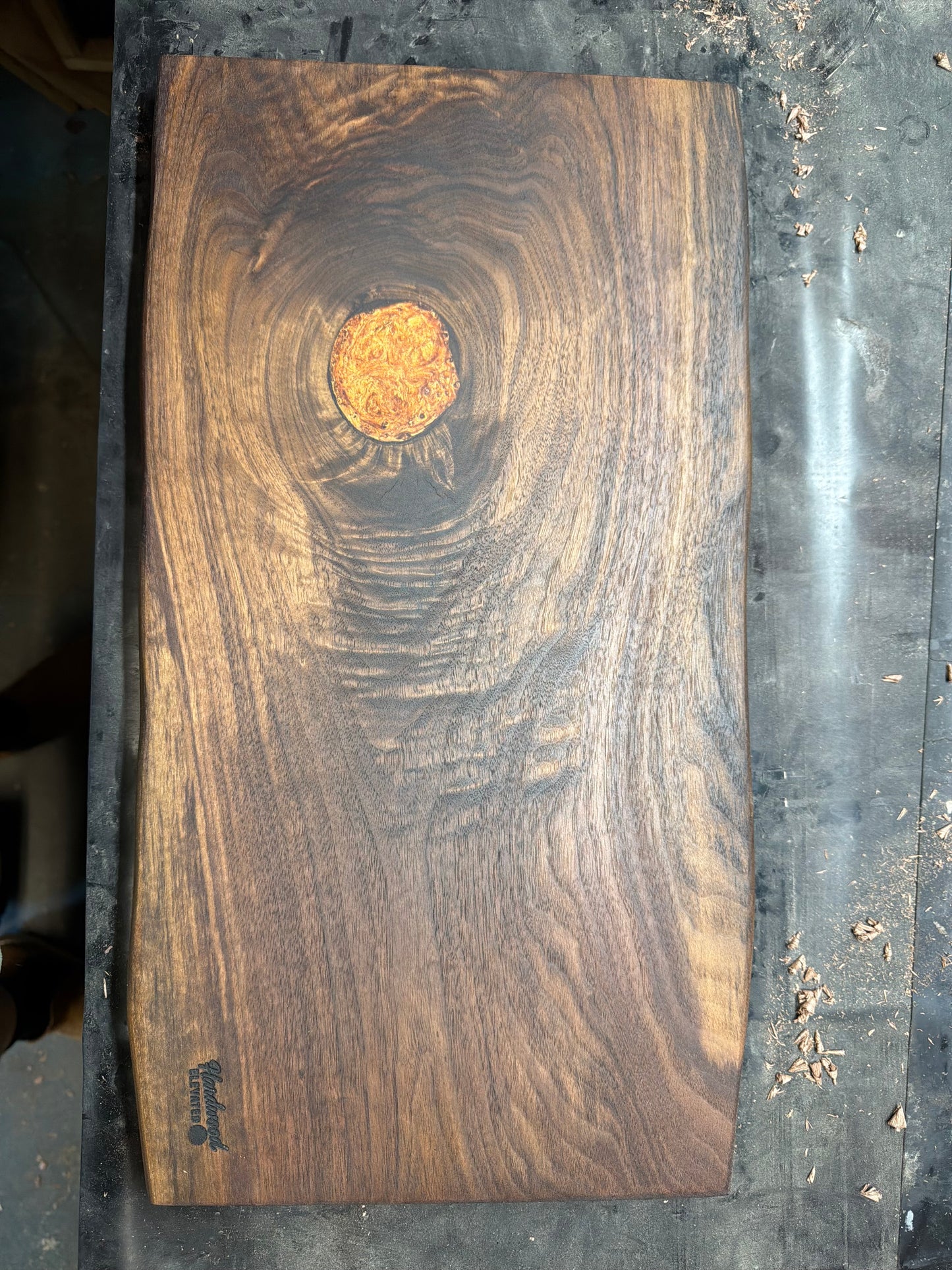Live Edge Cutting Board with Copper Epoxy