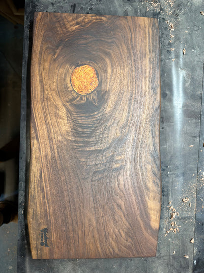 Live Edge Cutting Board with Copper Epoxy
