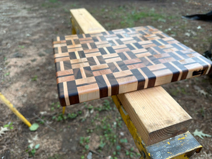End Grain Cutting Board | Handmade Walnut & Maple | Premium Hardwood Butcher Block | Artisan Kitchen Board