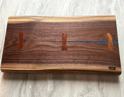 Walnut Brisket Cutting Board with Mahogany Bow Ties