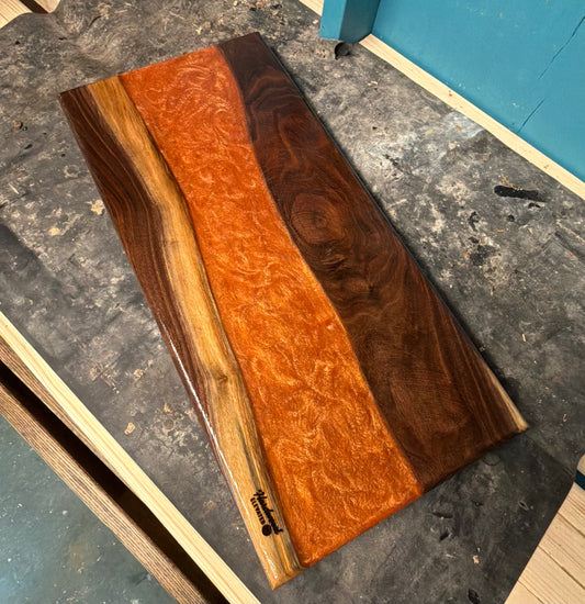 Epoxy River Charcuterie Board – Handmade Hardwood Serving Board – One of a Kind