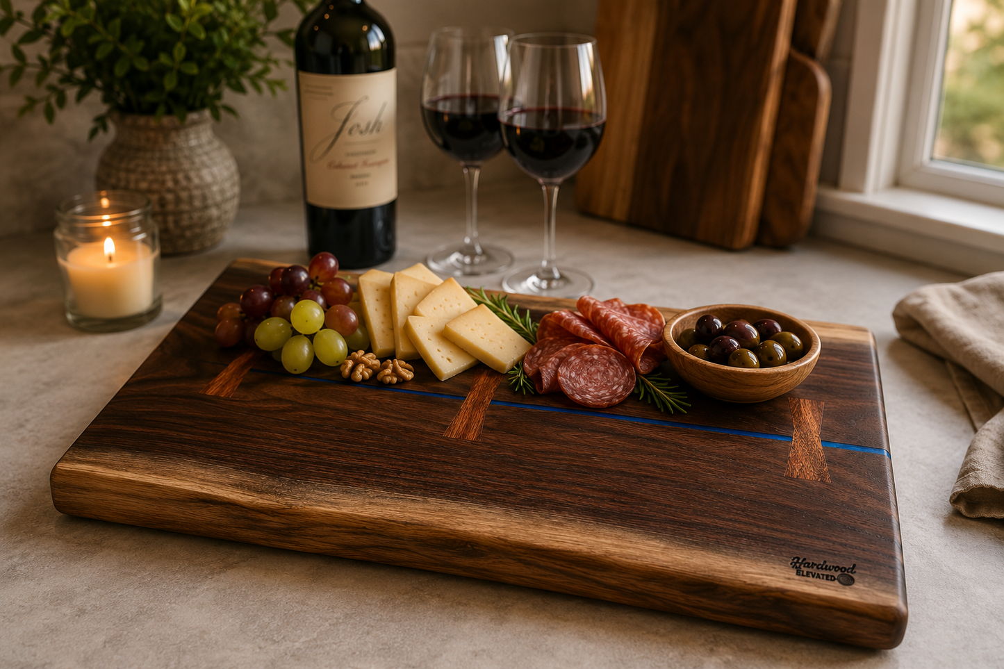 Walnut Brisket Cutting Board with Mahogany Bow Ties