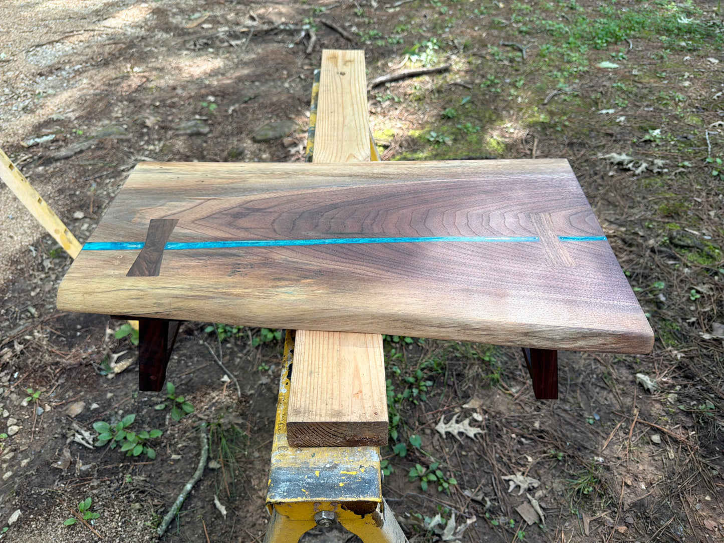 Live Edge Walnut Lap Desk with Folding Legs | Handmade Serving Tray