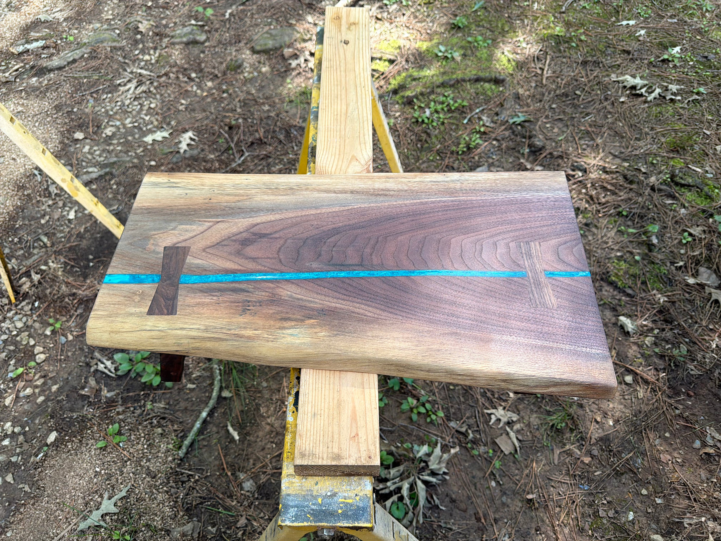 Live Edge Walnut Lap Desk with Folding Legs | Handmade Serving Tray
