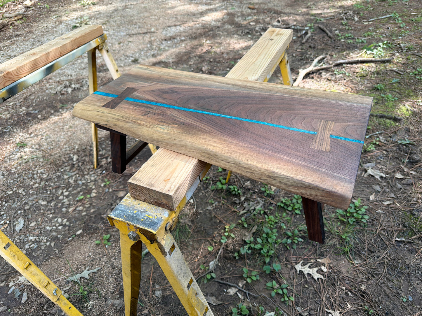 Live Edge Walnut Lap Desk with Folding Legs | Handmade Serving Tray