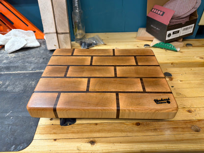Maple End Grain Cutting Board | Walnut Brick Pattern