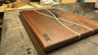 Walnut with Maple Strips Serving Board | Cutting Board