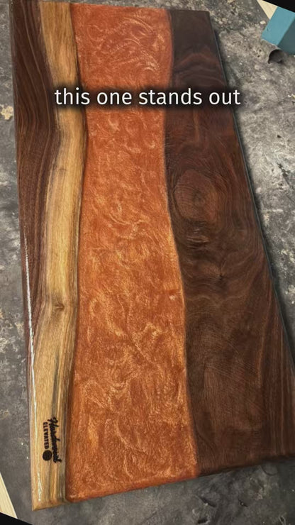 Epoxy River Charcuterie Board – Handmade Hardwood Serving Board – One of a Kind